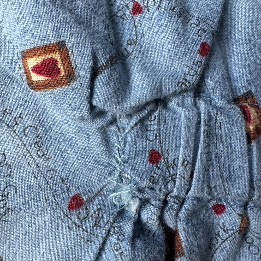 Quirky Patchwork Farmhouse Cottagecore Button Vest Women's M Blue‎ Novelty Print - Picture 9 of 9